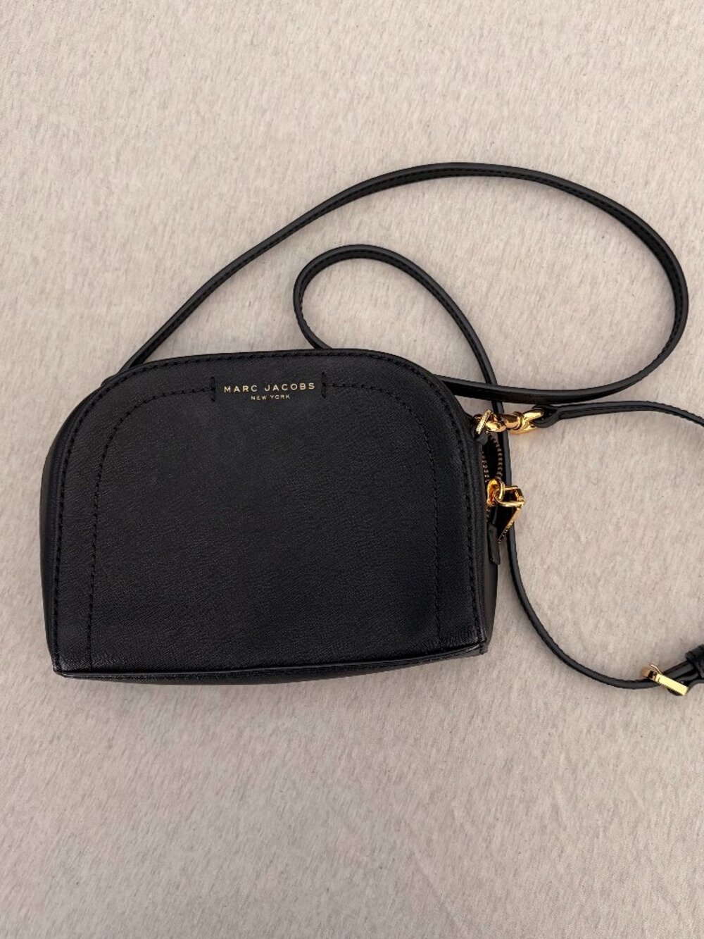 Marc Jacobs Playback Black Leather Crossbody Bag Gold Hardware